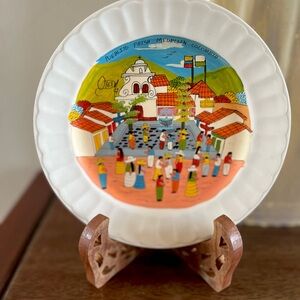 Colombia Medellín painted “pueblito” scene decor plate signed